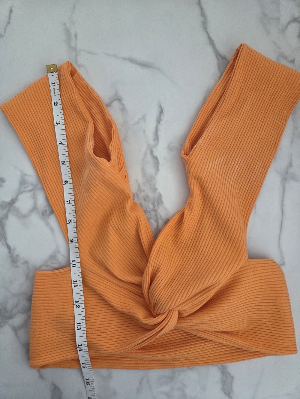 SHEIN Orange Ribbed Twist Front Crop Top Medium - Picture 10 of 12